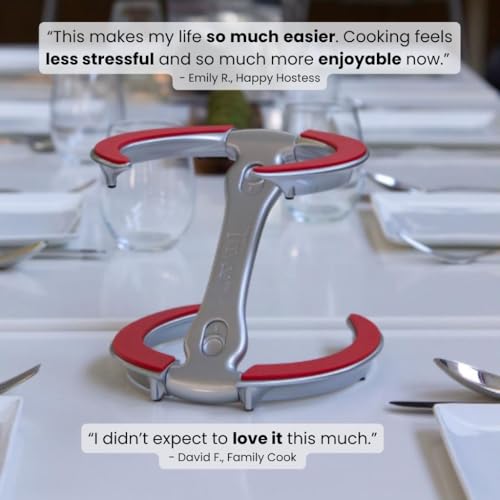 Trivae Pot Lid Holder – 4-in-1 Pot Lid Holder While Cooking, Pan Lid Holder, Trivet & Cake Stand – Versatile Kitchen Tool for Hot Pots, Serving & Display – Space-Saving, Heat-Resistant Stand - color: Flame Red