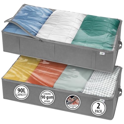 StorageExpert Closet Organizers and Storage - Maximize Space with Under Bed Storage Containers & Clothes Storage - Ideal Closet Organizer, Toy Storage Organizer & Underbed Storage (Grey, 2 Pack) - color: Grey, size: 2 Pack