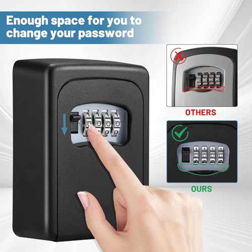 Key Lock Box for Outside - Sturdy and Durable Lock Box for House,5 Key Capacity Lockbox for Keys Outdoor,Waterproof Emergency Spare Lockbox with Resettable Code for Home,Garage,Airbnb(2 Pack, Black) - color: 2 pack-Black