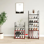 Upgrade Stackable Small Shoe Rack, 4-Tier Shoe Shelf Storage Organizer with Handle for Entryway, Hallway and Closet (Black) - size: 4-Tier(Black)