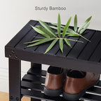 Pipishell Bamboo Shoe Rack Bench, 3 Tier Sturdy Shoe Organizer, Storage Shoe Shelf, Holds up to 300lbs for Entryway Bedroom Living Room Balcony, Black - color: Black