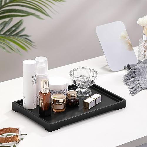 Luxspire Vanity Tray, Bathroom Tray Toilet Tank Storage Tray, Resin Kitchen Sink Trays, Vanity Countertop Organizer for Candles Soap Towel Perfume Holder Dish Decorative Serving Trays -Large- Black - color: C - Black, style: Large