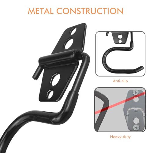 LIGHT DUST Broom Holder Wall Mount - 6 Pack Tool Hangers Garage Wall Hanging Organizer - Heavy Duty Metal Large S Hooks for Mop Shovel Rake Shed Garden Lawn Yard Handle Tools Organization (Black)
