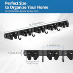 2 Pack Mop and Broom Holder Wall Mount, 5 Racks and 4 Hooks Broom Organizer Storage Garage Tool Racks Wall Mounted Mop Hanger for Home Kitchen Garden Laundry (Black) - style: 2 PACK BLACK