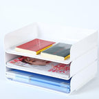 3 Tiers Stackable A4 Paper Trays, Office Desk File Holder, Tidy File Document Letter Book Paper Organizer (3 Tiers,White) - color: White, size: 3 tiers