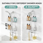 SRIWATANA Shower Caddy Organizer Hanging Over Head, Bathroom Shower Rack Hanger with Hooks for Razors - Chrome - color: Chrome