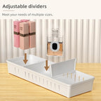 Desk Drawer Organizer Tray 4 PCS Plastic Office Drawer Organizer Bins Junk Organizer Divider with Non-Slip Silicone Pads, Makeup Vanity Organizer for Drawer, White - style: Adjustable