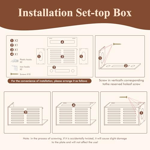 Router Shelf Wall Mount, WiFi Router Box Hider & Modem Storage Box with Cable Holes | Cable Management Organizer for Router, Modem, Power Strip | Light Brown, 13.9"x4.33"x7.68"