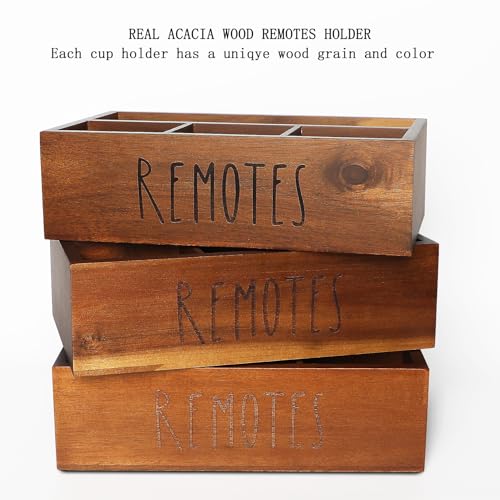 LBEMEY Acacia Wood Remote Control Holder, TV Remote Holder, Remote Organizer for Table,Home,Living room, bedroom for Wooden Remote Box (Brown, XL,for 6+ Remote Controls) - size: XL,for 6+ Remote Controls