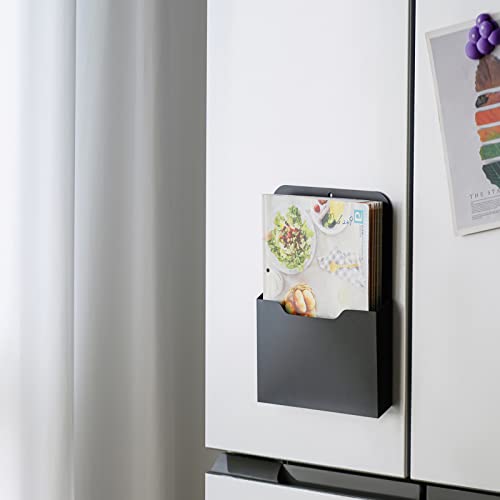 Marbrasse 2 Pack Magnetic File Holder - Paper Holder, Pocket Organizer,Hanging Wall File Organizer Office Supplies Storage, Magazine Mail Organizer Case for Notebooks,Planners,Letter (Black) - color: Black Holder-2L
