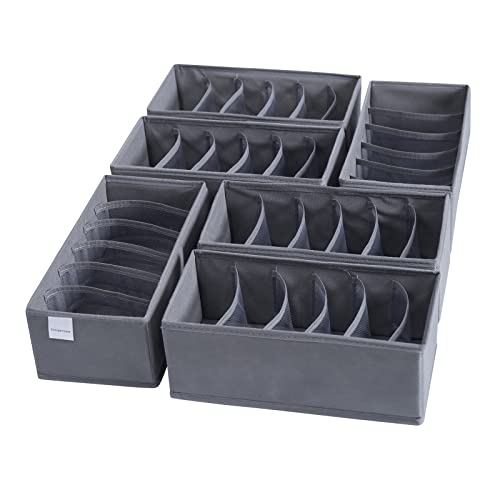 6 Pack Woven-Fabric Dresser Drawer Organizers, 36 Cells for Clothing & Baby, Bedroom Storage Drawers - color: Gray, size: 6 cells