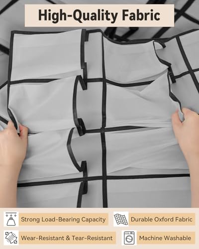 dodowin Over the Door Shoe Organizer Rack, 35 Large Breathable Mesh Pockets, Foldable Hanging Storage Holder for Closet Door, Space Saving Shoe & Accessory Organizer with 4 Metal Hooks, Gray - color: Gray, size: 35 Pockets