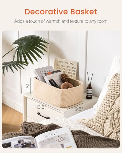 Small Woven Basket, 13.5 x 9.5 x 5 Inches, Storage Basket for Organizing, Cute Small Rope Shelf Closet Cube Storage Bins Baskets for Shelves, Dog Toy Gift Baskets Empty, 3 Packs, Beige - color: Beige, size: 13.5"L x 9.5"W x 5"H
