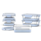 Ello Duraglass 3.4 Cup Meal Prep Sets 10Pc,Set-Glass Food Storage Container with Silicone Boot and Airtight BPA-Free Plastic Lids,Dishwasher,Microwave,and Freezer Safe,Halogen Blue,5 Count (Pack of 2) - color: Halogen Blue with Boot, size: 3.4 Cup (Pack o