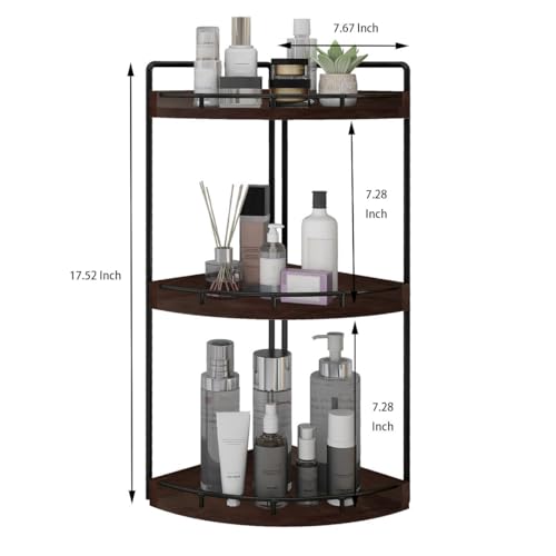 Dorhors 3-Tier Corner Bathroom Organizer Countertop for Storage,Vanity Tray,Wood Counter Organizer for Kitchen,Bathroom,Dresser (Walnut) - color: Walnut