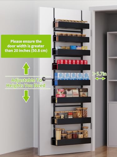 Over the Door Pantry Organizer, 8-Tier Metal Over The Door Organizer, Hanging Spice Rack Shelves Door for Kitchen Pantry Organizers and Storage, Black - color: BlackPlate, size: 8-Tier