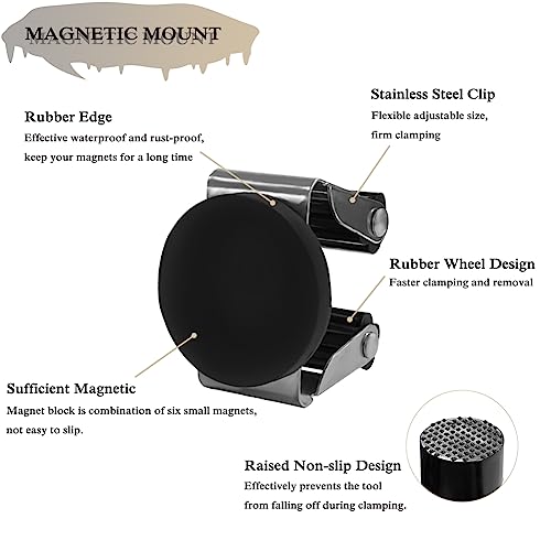 Magnetic Mop Broom Holder Wall Mount, 2pcs Movable Wall Mounted Broom Clip Mop Grippers, No Drilling Magnetic Broom Mop Rack Hanger for Home, Bathroom, Kitchen, Garage, Garden (Silver)