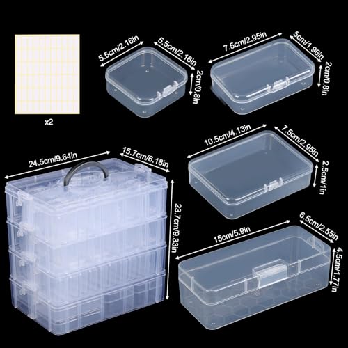SGHUO Bead Organizer Box, 84 pcs Small Organizers, 4-Tier Stackable Storage Container Box for Art Craft Storage, Washi Tape, Kids Toys, Jewelry, Beauty & Sewing Supplies - style: 4 tier-mix