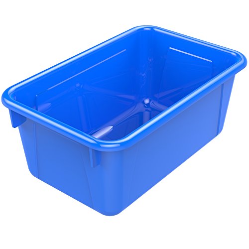 Storex Small Cubby Bins, Pack of 5, 12.2 x 7.8 x 5.1 Inches, Blue (62416U05C) - color: Blue, style: Bin Only