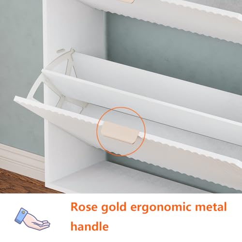 Shoe Cabinet Storage,Modern Freestanding Organizer with 2 Flip Drawers,Narrow Shoe Rack Cabinet for Entryway,White - color: White, size: 2-Drawers