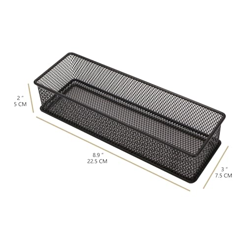 Annova Mesh Stackable Drawer Cabinet and Shelf Organizer Bins Storage Basket School Office Supply Holder Tray- Set of 2 (Black, 3x9x2 Inch) - color: Black, size: 3x9x2 Inch
