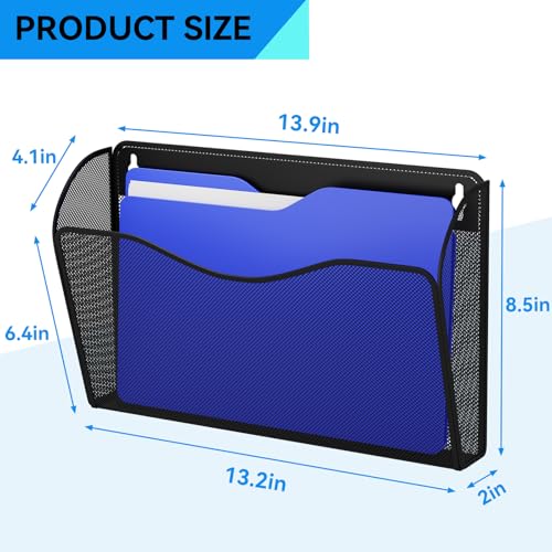 3 Single Pocket Wall File Holder, Mesh Hanging File Folder Paper Organizer, Vertical Wall Mounted Mail Basket, Storage Organization Magazine Rack for Office, Home and School, Black - color: Black, size: 3 Pack Wall Mounted