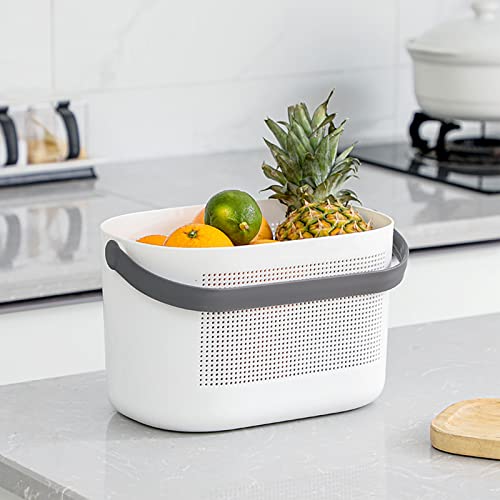 UUJOLY Plastic Storage Baskets with Handles, Shower Caddy Shelf Organizers Basket for Bathroom, Kitchen, Dorm Room, Grey, 2 Pack - color: Grey, size: 2 Pack