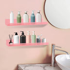 Dezzer 6 Pack Acrylic Shelves for Wall, 15" Acrylic Floating Shelves for Bathroom Bedroom, Invisible Bookshelf Wall Ledge Storage Shelf Books Perfume Toys Action Figure Display Shelves, Pink - style: 15 inch 6-pack Pink