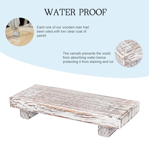 zoocatia Small Wood Tray Pedestal Stand Farmhouse Bathroom Decor Decorative Wooden Riser Kitchen Soap Dish Holder for Vanity, Counter, Sink, Retro White - color: Retro White, size: 8.7" x 3.6" x 1.6"