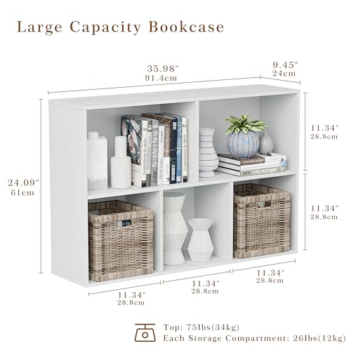 VDNEND Wooden Cube Storage Organizer with Closed Back Panel, 11in Cube Shelf Opening, Bookshelf, Display Shelf,Closet Cabinet for Home and Office (Embossed White, 5-Cube 35.98L*9.45W*24.09H) - color: Embossed White, size: 5-Cube 35.98L*9.45W*24.09H