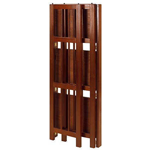 Casual Home Narrow 3-Shelf Folding Bookcase, 14" Wide, Walnut - color: Walnut
