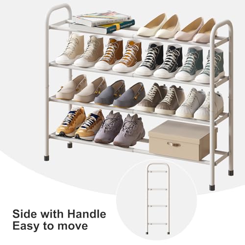 kiplant Expandable Shoe Rack, 4-Tier Expandable Metal Shoe Rack,Shoe Shelf for Closet, Entryway & Hallway - color: White, size: 4-Tier_Long