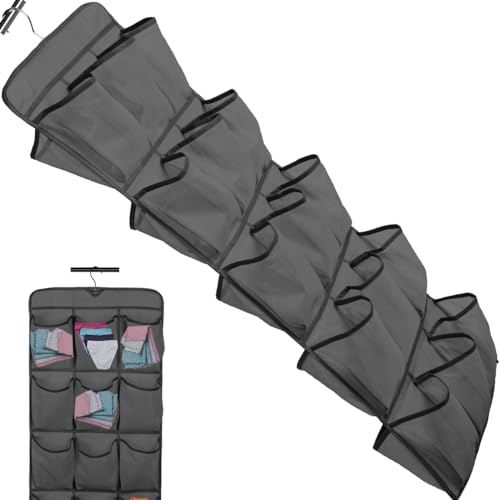 2Pcs 30 Large Pockets Dual Sided Hanging Shoe Organizer for Closet Shoe Storage Shelves with 360 Rotating Hanger Space Saving Storage Bag Hanging Shoe Rack for Bedroom Laundry Room,Black - color: Black 2PCS