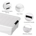 20 Quart Plastic Under Bed Storage Containers, Latching Storage Boxes with Wheels, Clear Under Bed Storage Bins, 4 Pack - size: 20 Quart