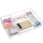 Briwooody Acrylic Drawer Organizer Clear Desk Drawer Organizer Trays with Adjustable Compartments Desk Accessories for Office Stationery Makeup Silverware Bathroom(Adjustable) - style: Adjustable