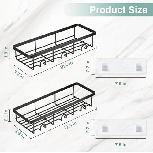 Shower Shelves for Inside Shower, 2 Pack Adhesive Bathroom Caddy Organizer Basket Rack for Storage and Organization, Wall Suction Bath Bathtub Shampoo Holder Set for RV Camper, Black - color: Black, size: Small 2 Pack