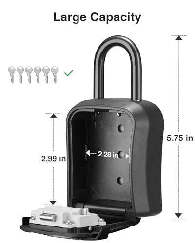 Puroma Lock Box, Key Lock Box Wall Mount & Portable Combination Lockbox with Resettable Code, Security Lockbox for Outside House Keys, Apartment Realtors Spare Keys Storage (1 Pack, Pure Black) - color: Pure Black