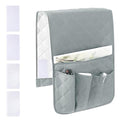 RETON Sofa Armrest Organizer with 5 Pockets, Non Slip Remote Control Caddy with 8 Pieces of Hook and Loop Fasteners, Armchair Caddy Holder Storage for Magazine Recliner Book TV Phone (Gray) - color: Gray