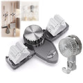 Broom Holder Mop Hanger(2pcs Racks & Hook Set),Wall Mount Organization Rack,No Drill Suction Cup Adjustable Organizer with Hooks for Bathroom Kitchen Garage Laundry Room (Grey)