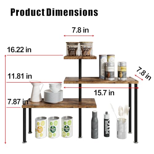Countertop Organizer Organization 3 Tier Kitchen Corner Shelves Adjustable Spice Storage Rack for Bathroom Coffee Area Over Sink (Black) - color: Black