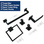 10 Pieces Bathroom Hardware Accessories Set Black, Bathroom Towel Rack Set SUS304 Stainless Steel, Square Bath Towel bar Set Heavy Duty, Wall Mounted - color: Matte Black, size: 16" 10pcs
