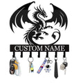Custom Dragon Design Metal Wall Key Holder, Adhesive Key Rack Hook Organizer for Living Room Bedroom - color: 08 Dragon