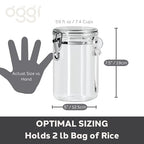 OGGI Clear Canister Airtight 61oz - Clamp Lid & Spoon - Airtight Food Storage Containers, Ideal for Kitchen & Pantry Storage of Bulk, Dry Food Including Flour, Sugar, Coffee, Rice, Tea, Spices & Herbs - size: 61 Fluid Ounces