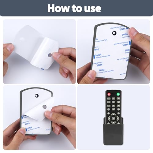 4 PCS Remote Control Holders Wall Mount, Self Adhesive TV Air Conditioner Remote Control Holder, Wall Mount Storage Box Organizer Wall Pen Holder Storage for Home Office School (Grey) - color: Grey, size: 4