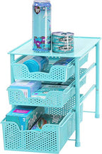 Simple Houseware Stackable 3 Tier Sliding Basket Organizer Drawer, Turquoise - color: Turquoise, size: 3-Tier