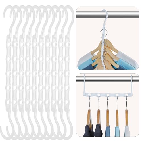 HOUSE DAY Closet Organizers and Storage, 16 Pack, Space Saving Hangers White, Closet Organizer Space Saver 80%, Sturdy Plastic Magic Hangers for All Types of Clothes, College Dorm Room Essentials - color: White, size: 16 Pack