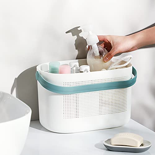 UUJOLY Plastic Storage Baskets with Handles, Shower Caddy Shelf Organizers Basket for Bathroom, Kitchen, Dorm Room, Green - color: Green, size: 1 Pack