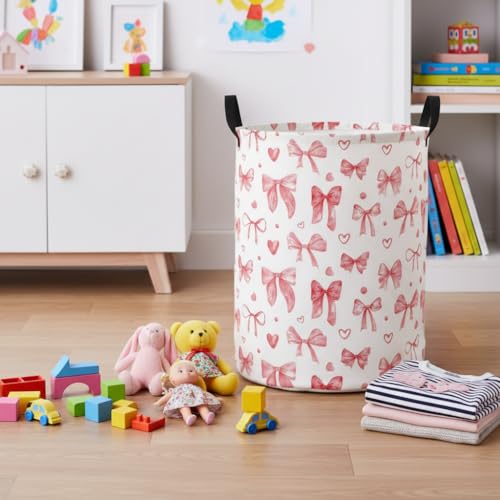 Baby Laundry Basket Baby Nursery Hamper Kids Laundry Basket Toy Storage Bin for Boys Room Decor Gift Baskets for Bedroom Bathroom(Heart Bowknot) - color: Heart Bowknot