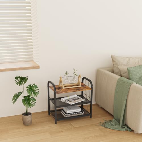 Narrow Shoe Rack for Small Spaces, 3-Tier Compact Shoe Organizer for Closet, Entryway, Small Apartment, Space Saving Metal & Wood Shoe Storage Shelf - size: 17.32" X 10.24" X 16.93"