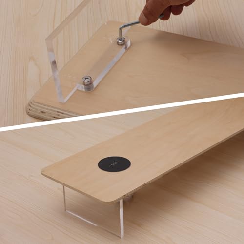 SUIBIAN White Monitor Stand Riser with Wireless Charging 31.5Inch Large, Computer Monitor Stand,Wooden Desktop Organizer Shelf for Office Desk Computer,Laptop,TV (White Oak) - color: White Oak